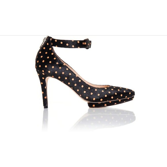 Loeffler Randall Alba demi platform black brown Polka Dot Calf Hair Pumps 8B - Picture 2 of 15